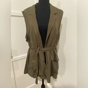 Suzy Shier - Army Green Belted Vest - Size XL